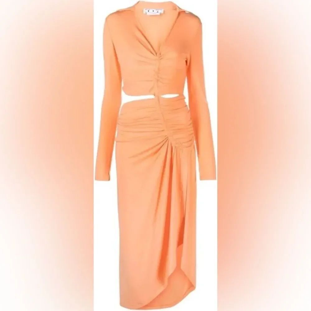 NWT- OFF-WHITE Cut-Out Draped Dress - Soft Orange- Size 42 (US 6)